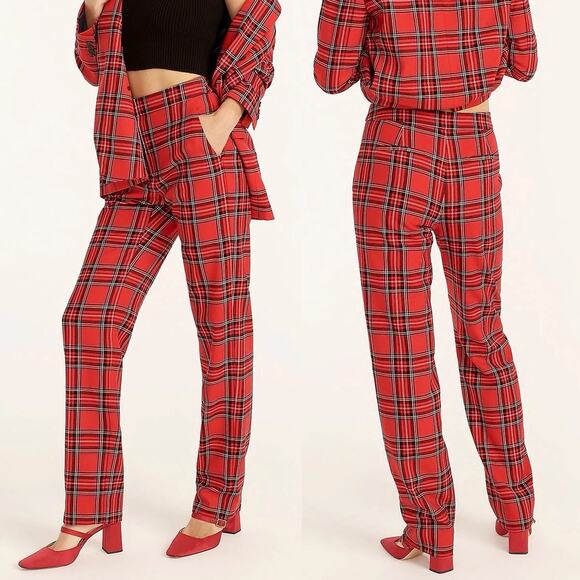 J. Crew Pants - J. Crew Full-length Straight-Leg Bi-Stretch Trouser Pants Good Tidings Plaid 8